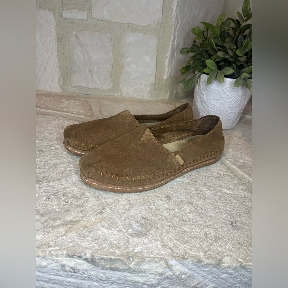 Toms Alpargata Gold Suede Leather Wrap Amber Gold Suede sz 7.5